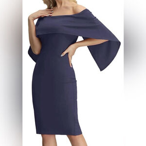 GRACE KARIN Black Off Shoulder Stretch Cocktail Party Midi Dress Size XL NWT